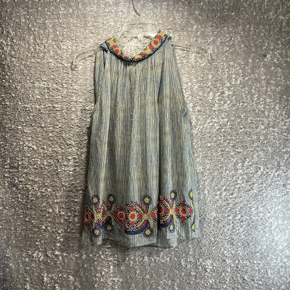 BHANUNI BY JYOTI Halterneck Beaded Embroidered Top Size M Preppy Vacation